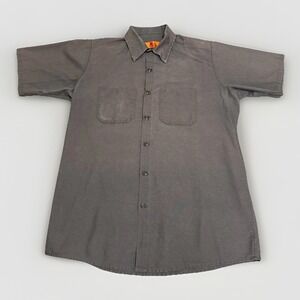 RED KAP Mechanics Vintage Faded Short Sleeve Work Shirt Mens, Size Large, Black